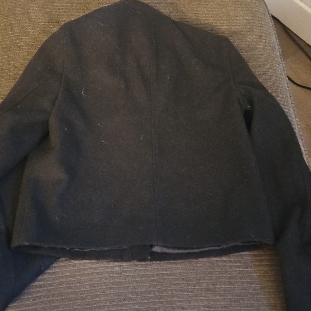 GAP Black Wool Bomber Jacket with Silver Zippers Medium - Picture 3 of 4
